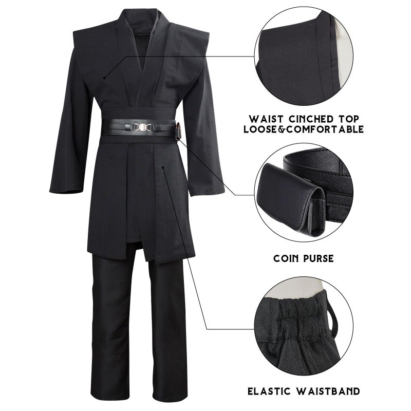 Wecos Tunic Hooded Robe Knight Costume Outfits Halloween Cosplay Costume for Mens Three Versions - Image 2